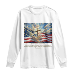 Jesus Christian Long Sleeve Shirt American Flag Religious Cross Bible Verse Faith Inspirational TS14 White Print Your Wear