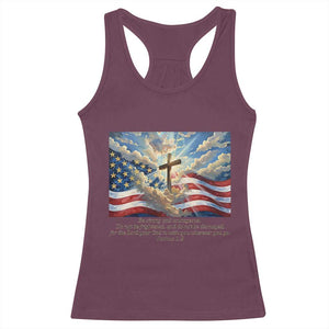 Jesus Christian Racerback Tank Top American Flag Religious Cross Bible Verse Faith Inspirational TS14 Maroon Print Your Wear