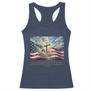 Jesus Christian Racerback Tank Top American Flag Religious Cross Bible Verse Faith Inspirational TS14 Navy Print Your Wear