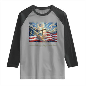 Jesus Christian Raglan Shirt American Flag Religious Cross Bible Verse Faith Inspirational TS14 Sport Gray Black Print Your Wear