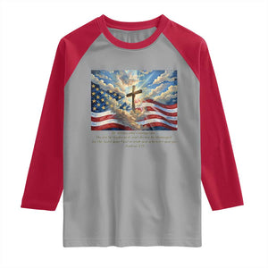 Jesus Christian Raglan Shirt American Flag Religious Cross Bible Verse Faith Inspirational TS14 Sport Gray Red Print Your Wear