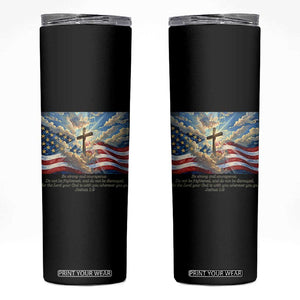 Jesus Christian Skinny Tumbler American Flag Religious Cross Bible Verse Faith Inspirational TS14 Black Print Your Wear