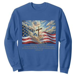 Jesus Christian Sweatshirt American Flag Religious Cross Bible Verse Faith Inspirational TS14 Royal Blue Print Your Wear