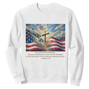 Jesus Christian Sweatshirt American Flag Religious Cross Bible Verse Faith Inspirational TS14 White Print Your Wear