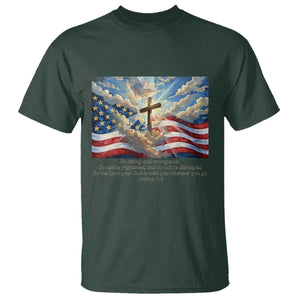 Jesus Christian T Shirt American Flag Religious Cross Bible Verse Faith Inspirational TS14 Dark Forest Green Print Your Wear