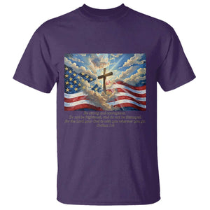 Jesus Christian T Shirt American Flag Religious Cross Bible Verse Faith Inspirational TS14 Purple Print Your Wear