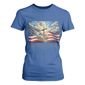 Jesus Christian T Shirt For Women American Flag Religious Cross Bible Verse Faith Inspirational TS14 Royal Blue Print Your Wear