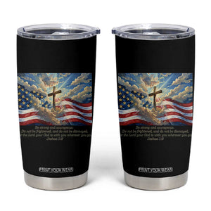 Jesus Christian Tumbler Cup American Flag Religious Cross Bible Verse Faith Inspirational TS14 Black Print Your Wear