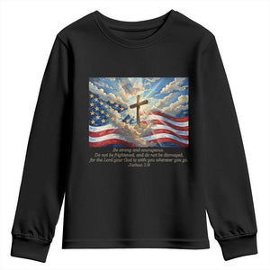 Jesus Christian Youth Sweatshirt American Flag Religious Cross Bible Verse Faith Inspirational TS14 Black Print Your Wear