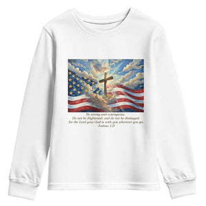 Jesus Christian Youth Sweatshirt American Flag Religious Cross Bible Verse Faith Inspirational TS14 White Print Your Wear