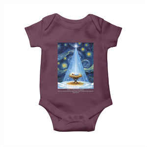 Christian Christmas Baby Onesie Nativity Scene Jeus Baby Starry Night Xmas TS14 Maroon Print Your Wear