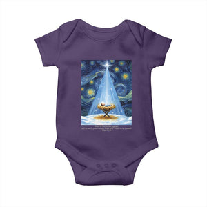 Christian Christmas Baby Onesie Nativity Scene Jeus Baby Starry Night Xmas TS14 Purple Print Your Wear