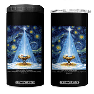 Christian Christmas 4 in 1 Can Cooler Tumbler Nativity Scene Jeus Baby Starry Night Xmas TS14 One Size: 16 oz Black Print Your Wear