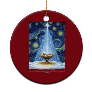 Christian Xmas Ceramic Ornament Nativity Scene Jeus Baby Starry Night Xmas TS14 1pc Red Print Your Wear