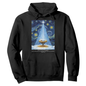 Christian Christmas Hoodie Nativity Scene Jeus Baby Starry Night Xmas TS14 Black Print Your Wear