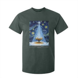 Christian Christmas T Shirt For Kid Nativity Scene Jeus Baby Starry Night Xmas TS14 Dark Forest Green Print Your Wear