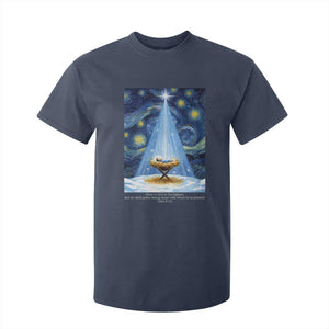 Christian Christmas T Shirt For Kid Nativity Scene Jeus Baby Starry Night Xmas TS14 Navy Print Your Wear