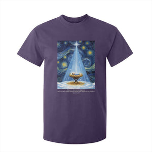 Christian Christmas T Shirt For Kid Nativity Scene Jeus Baby Starry Night Xmas TS14 Purple Print Your Wear