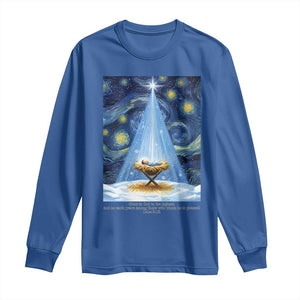 Christian Christmas Long Sleeve Shirt Nativity Scene Jeus Baby Starry Night Xmas TS14 Royal Blue Print Your Wear