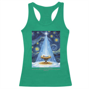Christian Christmas Racerback Tank Top Nativity Scene Jeus Baby Starry Night Xmas TS14 Irish Green Print Your Wear