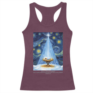 Christian Christmas Racerback Tank Top Nativity Scene Jeus Baby Starry Night Xmas TS14 Maroon Print Your Wear