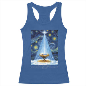 Christian Christmas Racerback Tank Top Nativity Scene Jeus Baby Starry Night Xmas TS14 Royal Blue Print Your Wear