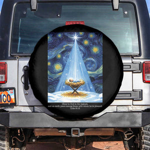 Christian Christmas Spare Tire Cover Nativity Scene Jeus Baby Starry Night Xmas TS14 No hole Black Print Your Wear