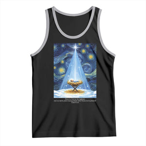 Christian Christmas Tank Top Nativity Scene Jeus Baby Starry Night Xmas TS14 Black Athletic Heather Print Your Wear