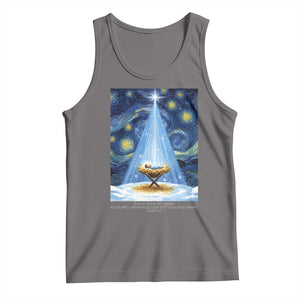 Christian Christmas Tank Top Nativity Scene Jeus Baby Starry Night Xmas TS14 Deep Heather Print Your Wear