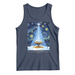 Christian Christmas Tank Top Nativity Scene Jeus Baby Starry Night Xmas TS14 Navy Print Your Wear