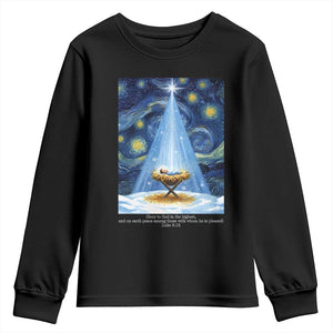 Christian Christmas Youth Sweatshirt Nativity Scene Jeus Baby Starry Night Xmas TS14 Black Print Your Wear