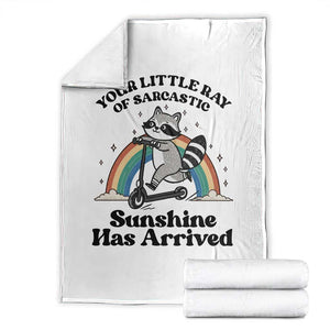 Funny Raccoon Rainbow Throw Blanket Your Little Ray Of Sarcastic Sunshine Has Arrived TS14 White Print Your Wear