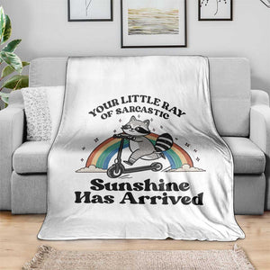 Funny Raccoon Rainbow Throw Blanket Your Little Ray Of Sarcastic Sunshine Has Arrived TS14 Print Your Wear
