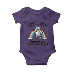 Funny Raccoon Rainbow Baby Onesie Your Little Ray Of Sarcastic Sunshine Has Arrived TS14 Purple Print Your Wear