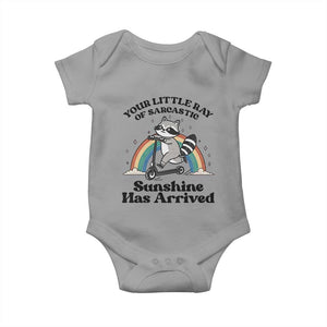 Funny Raccoon Rainbow Baby Onesie Your Little Ray Of Sarcastic Sunshine Has Arrived TS14 Sport Gray Print Your Wear