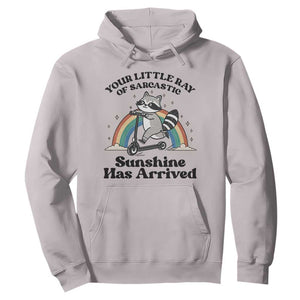 Funny Raccoon Rainbow Hoodie Your Little Ray Of Sarcastic Sunshine Has Arrived TS14 Ice Gray Print Your Wear
