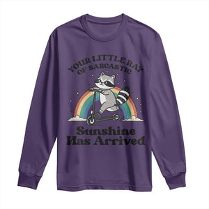 Funny Raccoon Rainbow Long Sleeve Shirt Your Little Ray Of Sarcastic Sunshine Has Arrived TS14 Purple Print Your Wear
