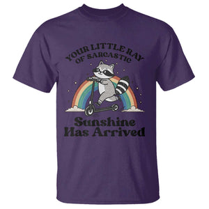 Funny Raccoon Rainbow T Shirt - Your Little Ray Of Sarcastic Sunshine Has Arrived Humor Tee TS14 Purple Print Your Wear