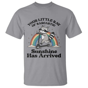 Funny Raccoon Rainbow T Shirt - Your Little Ray Of Sarcastic Sunshine Has Arrived Humor Tee TS14 Sport Gray Print Your Wear