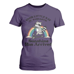 Funny Raccoon Rainbow T Shirt For Women Your Little Ray Of Sarcastic Sunshine Has Arrived TS14 Purple Print Your Wear