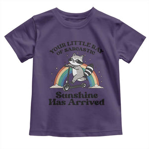 Funny Raccoon Rainbow Toddler T Shirt Your Little Ray Of Sarcastic Sunshine Has Arrived TS14 Purple Print Your Wear