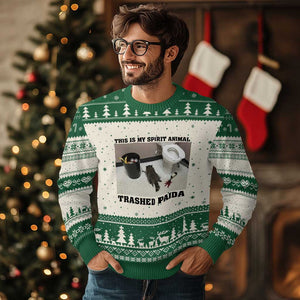 Trashed Panda Ugly Christmas Sweater My Spirit Animal Funny Drunk Raccoon Meme TS14 Beige Green Print Your Wear