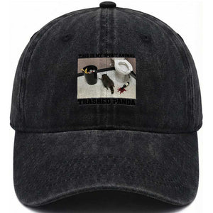 Trashed Panda Washed Cotton Baseball Cap My Spirit Animal Funny Drunk Raccoon Meme TS14 Washed Cap Universal Fit Black Print Your Wear