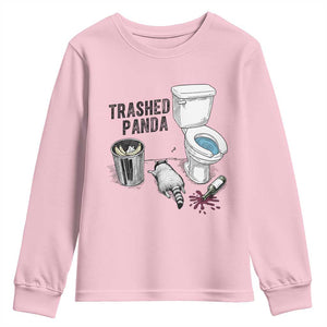 Trashed Panda Youth Sweatshirt Funny Drunk Racoon Meme TS14 Light Pink Print Your Wear