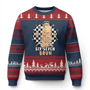 Marcus The Worm Meme Ugly Christmas Sweater 67 Six Seven Gen Z Humor TS14 Navy Red Print Your Wear