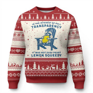 Funny Raccoon Ugly Christmas Sweater In The Interest Of Full Transparency It Was Not Easy Peasy Lemon Squeezy TS14 Beige Red Print Your Wear
