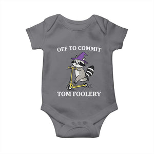 Funny Raccoon Scooter Meme Baby Onesie Off To Commit Tom Foolery TS14 Charcoal Print Your Wear