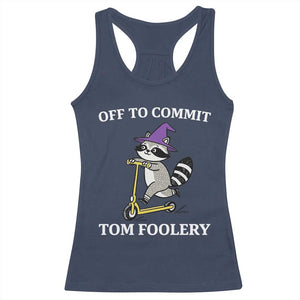 Funny Raccoon Scooter Meme Racerback Tank Top Off To Commit Tom Foolery TS14 Navy Print Your Wear