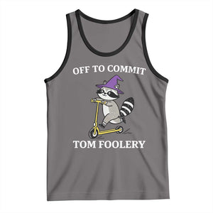 Funny Raccoon Scooter Meme Tank Top Off To Commit Tom Foolery TS14 Deep Heather Black Print Your Wear