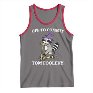 Funny Raccoon Scooter Meme Tank Top Off To Commit Tom Foolery TS14 Deep Heather Red Print Your Wear